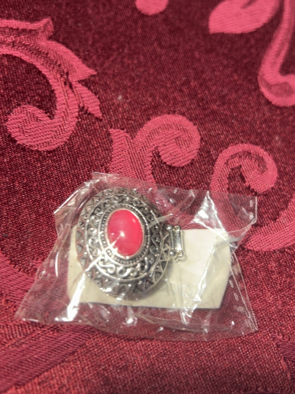 Vintage-Style Silver Ring with Pink Stone
